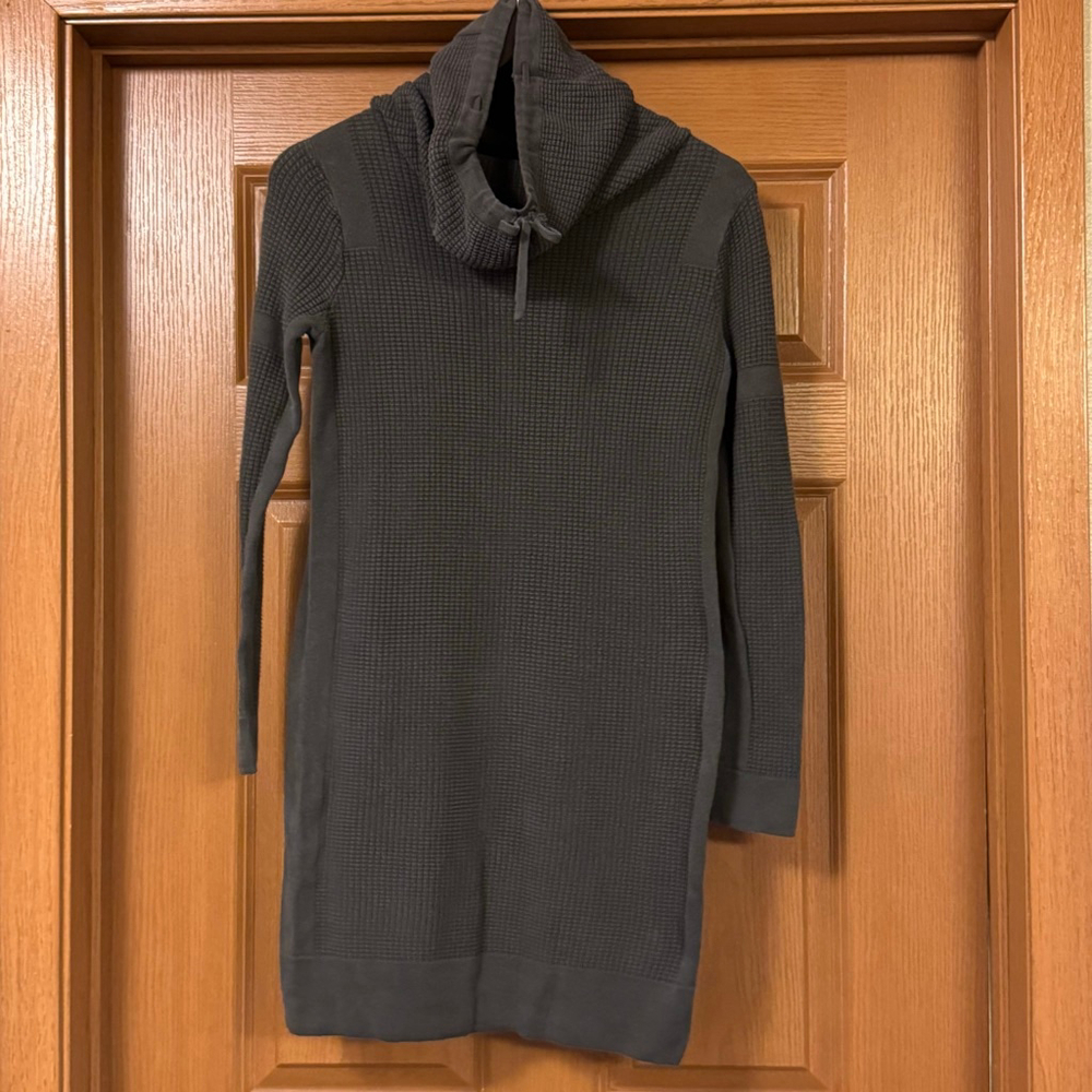 Prana Women’s Gray Milani Funnel Neck Waffle Knit Tunic Dress Size XS